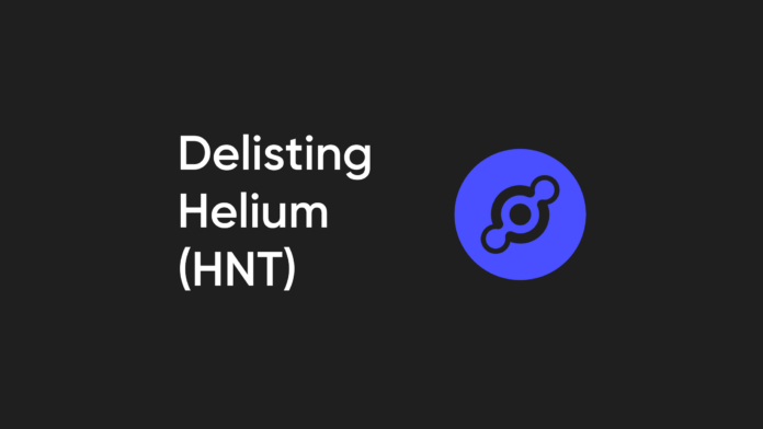 Bitvavo will delist Helium (HNT) on March 21st